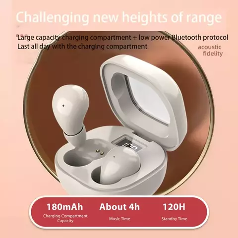 Mini fones de ouvido invisíveis, bluetooth 5.3, tws, sem fio, heasets, estéreo