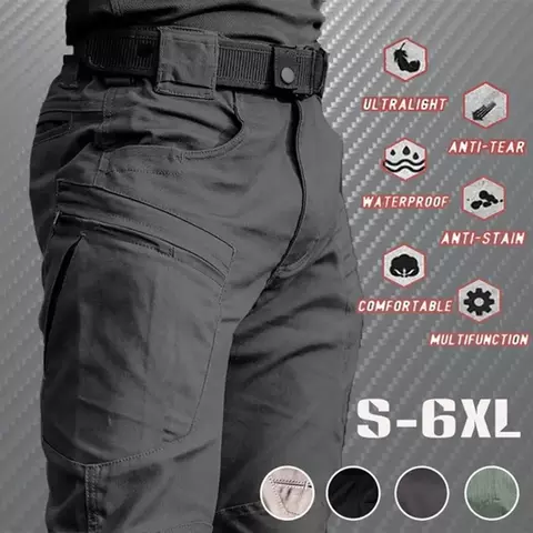 Calça cargo tática masculina de verão. Leve, resistente e à prova d’água, com design multibolsos para praticidade. - comprar online