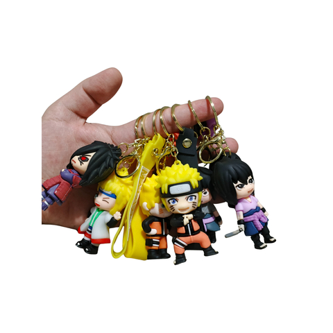 Action Figure Chaveiro de Anime em 3D- Naruto e Coleção de Personagens Naruto, Sasuke, Sakura