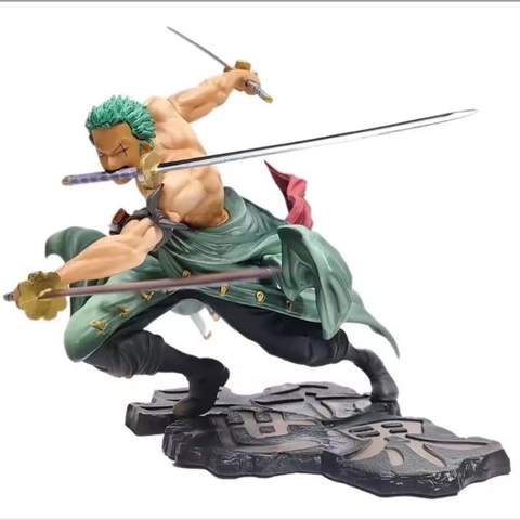 Anime figura gk roronoa zoro três-lâmina mangá anime 10cm - comprar online