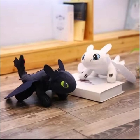 Pelúcia Como Treinar o seu Dragão Casal Banguela Fúria da Luz 20cm