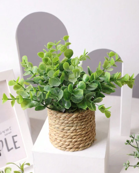 Planta artificial c/ maceta de mimbre - comprar online