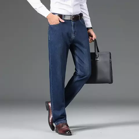 Calça Jeans Masculina 100% Algodão Casual de Negócios