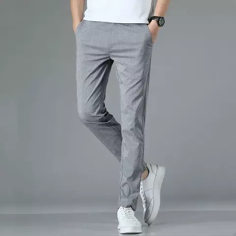 Calça Masculina de Corte Reto Slim para Primavera e Verão