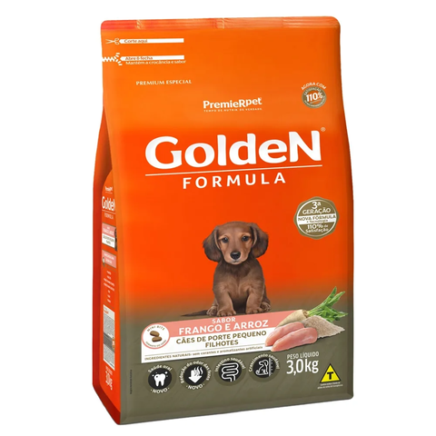 Ração Golden Fórmula Filhotes Raças Pequenas Frango & Arroz – 3 kg