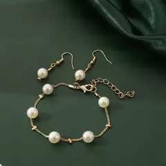 Conjunto 4 pçs ouro-cor colar brinco pulseira elegante - loja online