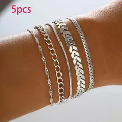 Pulseiras 5/15 pçs conjunto cor prata - loja online