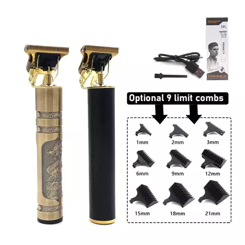 Máquina profissional de aparador de cabelo T9 - USB recarregável de longa dura