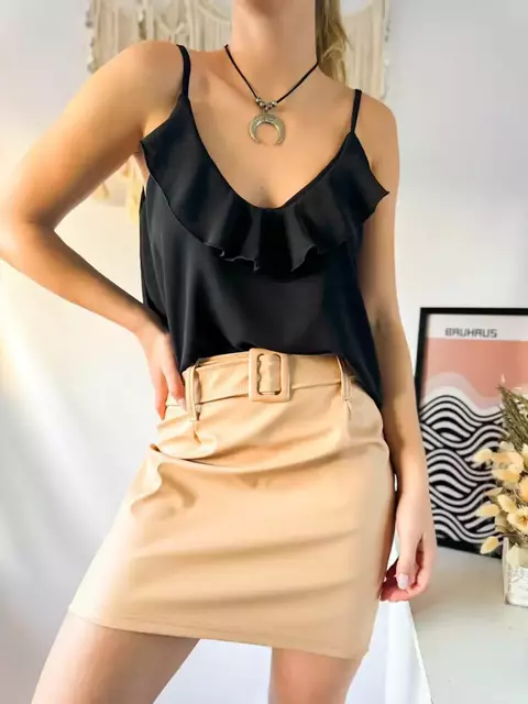 Pollera de Cuerina con Hebilla - comprar online