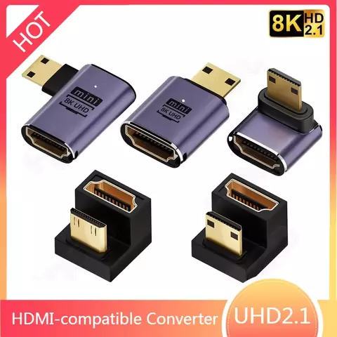 Adaptador compatível com HDMI, ângulo reto de 90 270 graus, conversor macho pa
