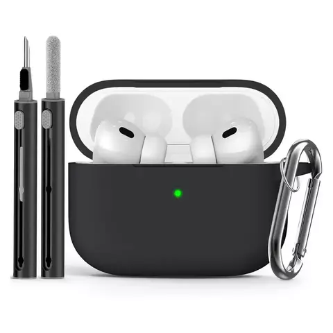 Capa AirPods Pro com Kit Limpador, Capa Protetora de Silicone Macio para Apple A