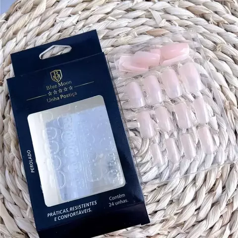 Unhas Auto Postica, Blue Moon, Com 24 Unids, Tamanho