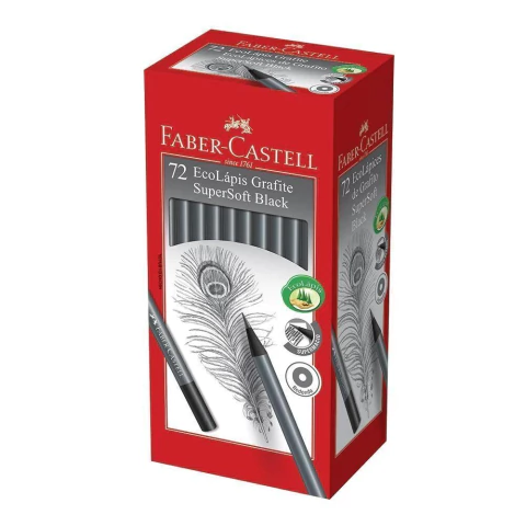 Caixa Lapis Preto FABER-CASTELL SuperSoft Black Redondo - 72UND