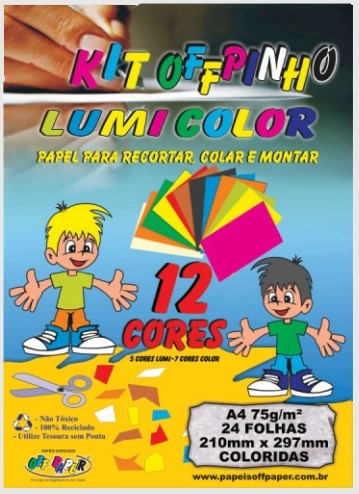 Bloco Criativo Lumi Color OFF PAPPER - A4 24 Folhas 12 Cores Neon 75g/m2