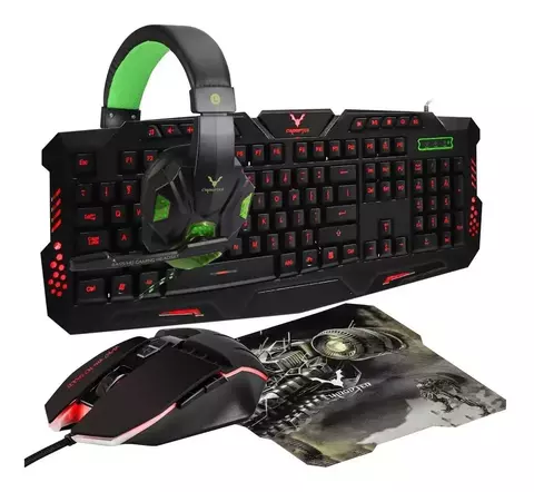 TECLADO + MOUSE + PAD + AURICULAR CHIROPTER "KM3"