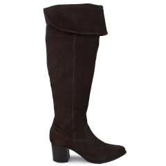 Bota Feminina Orcade Cano Longo Camurça Marrom - 0395