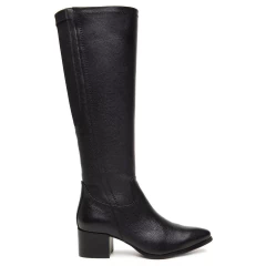 Bota Feminina Mezzo Punto Cano Longo Couro Preta - MZ21033