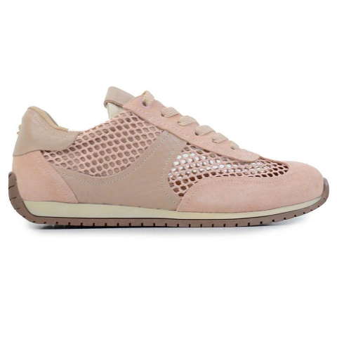 Tênis Feminino Cecconello Couro Camurça Peach Bege - 2756