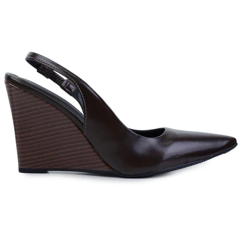 Scarpin Feminino Suzana Santos Slingback Marrom Café - 4634