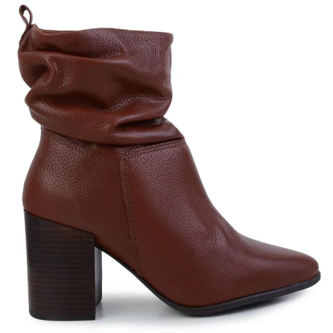 Bota Feminino Bottero Salto Bloco Couro Marrom - 3777