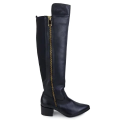 Bota Feminina Mezzo Punto Cano Longo Genebra Preta - MZ-21