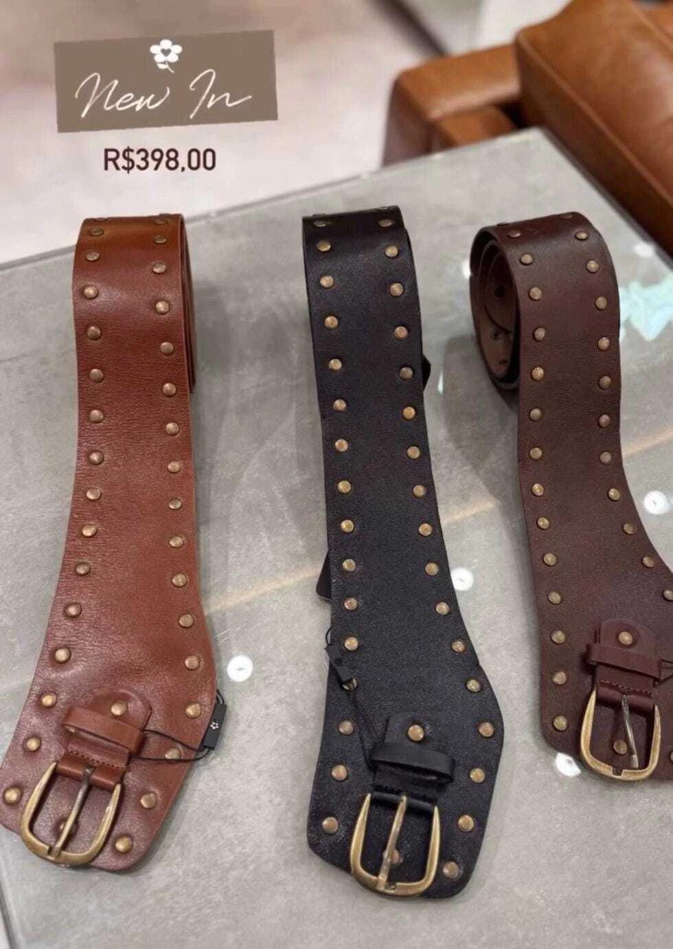 CINTO LARGO TACHAS PRETO M