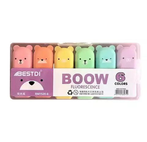 Marca-Texto Ursinho Boow c/6 cores