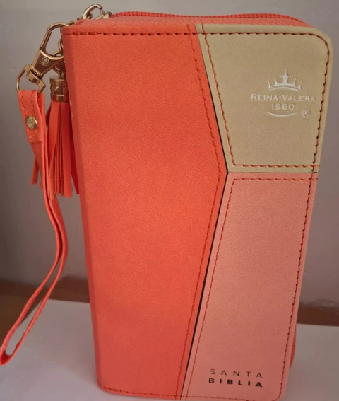 Biblia Chequera Rv1960, Imit. Piel Coral/beige Claro C/ind.
