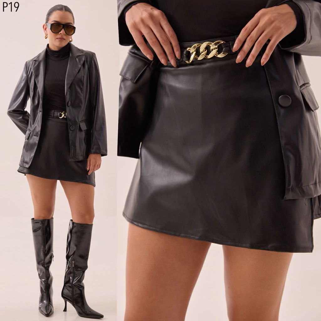 FALDA CON CINTO APLIQUE