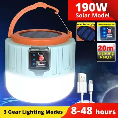 À prova dwaterproof água solar led luz de acampamento recarregável tenda lâm