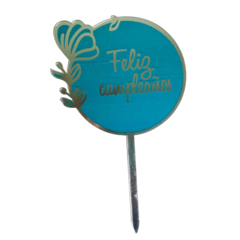 Topper para Torta Flor Feliz Cumpleaños - comprar en línea