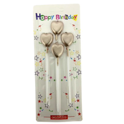 Vela Palito Corazón Larga x4 - tienda en línea