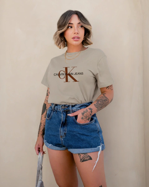 T-shirt C@LVIN - BEGE GREY