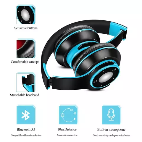Fone de ouvido estéreo sem fio Bluetooth portátil com isolamento de ruído pas