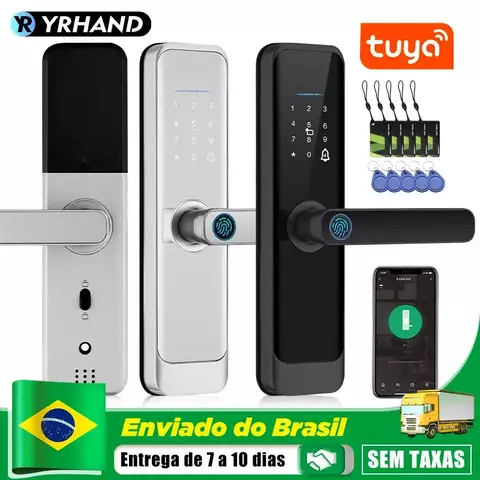 Do brasil tuya wifi digital eletrônico inteligente fechadura da porta com impre