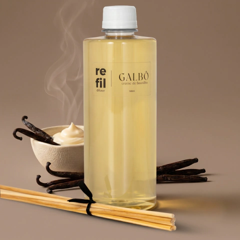 Refil Difusor de Varetas Creme de Baunilha 500ml com Varetas Galbô