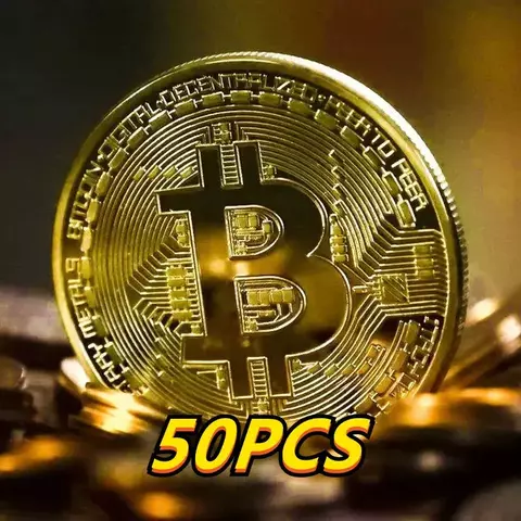 60-2 peças moeda bitcoin banhada a ouro coleção de arte colecionável present