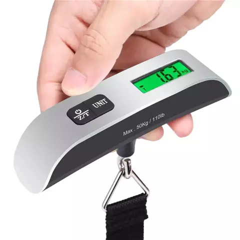 Balança portátil display digital lcd 110lb/50kg bagagem eletrônica suspensa m