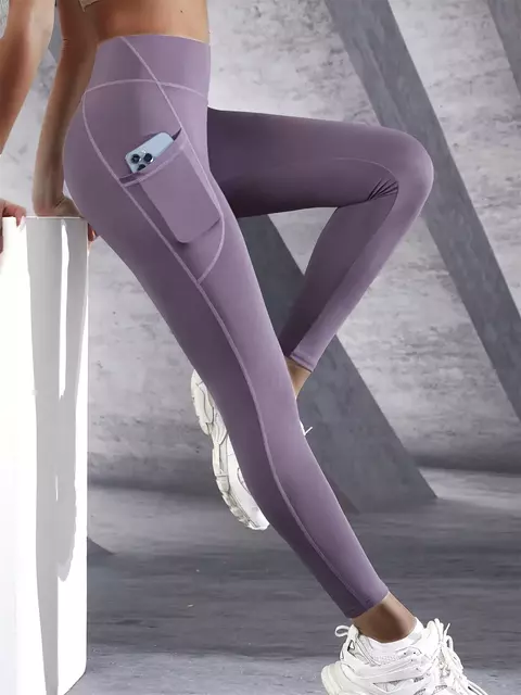 Calça Legging Fitness Feminina Cintura Alta – Yoga, Corrida e Treino com Bolsos e Efeito Push Up - comprar online