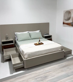 Cama Flotante Premium Gris visón 2 plazas - comprar online