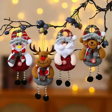 4 pçs decorações da árvore de natal pendurado ornamentos de natal conjunto d