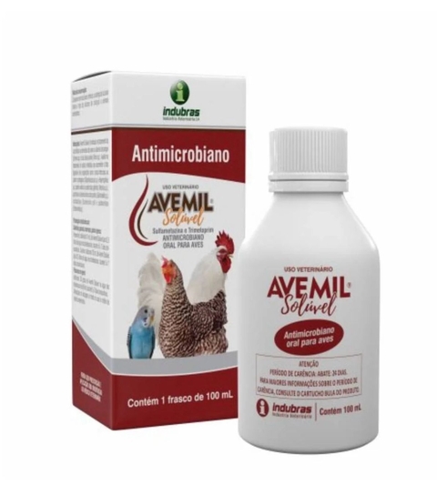 AVEMIL SOLUVEL 100ML ANTIMICROBIANO E ANTIDIARREICO PARA AVES E PASSAROS