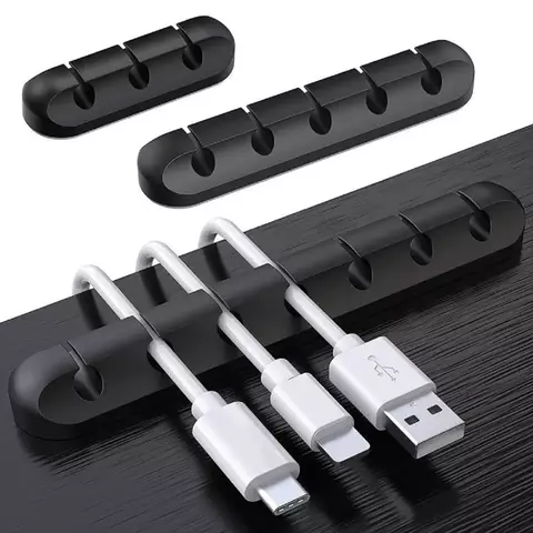 Organizador de cabos USB de silicone, gerenciador de cabos para mesa