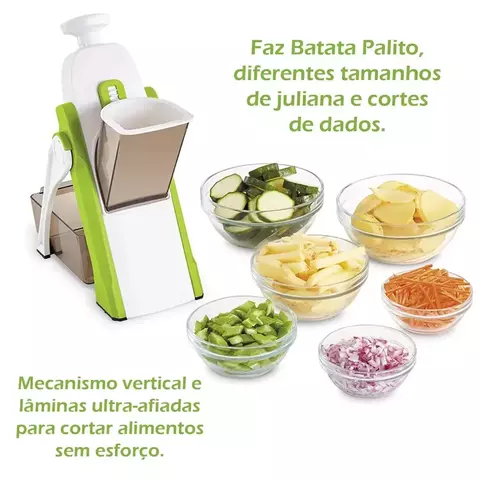 Cortador Fatiador Manual 5 Funções Batata, Vegetais, Verduras, Legumes e Fruta - comprar online
