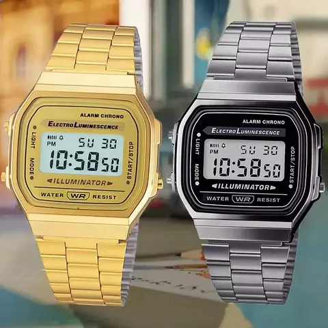 Retro digital de aço inoxidável esportes luxo.