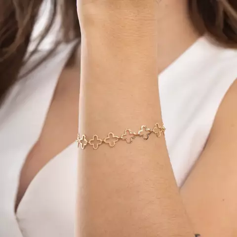Pulseira Trevo vazado banhado a Ouro 18k