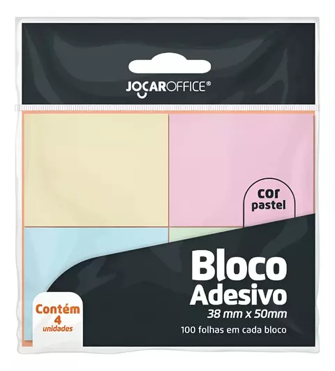 Bloco Adesivo Colorido Pastel 4 Cores