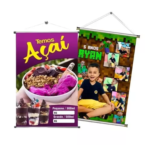 Banner Personalizado Com Acabamento em Madeira 1,20x0,80