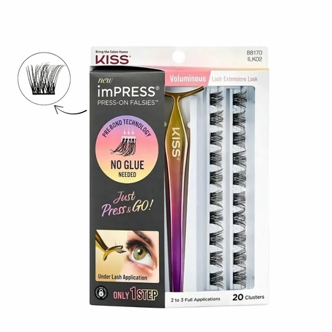Cílios Autocolantes com Pinça Kiss Voluminous ILK02 88170