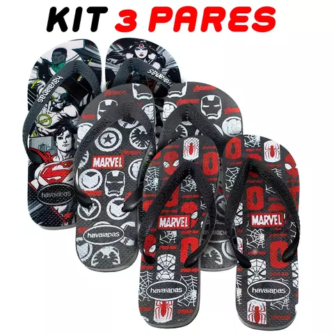 Kit 3 Chinelos Masculino Havaianas Heróis